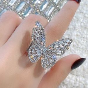 Sparkly Rhinestone Butterfly Statement Ring